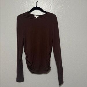 Splendid Red Ruched Long Sleeve Blouse
